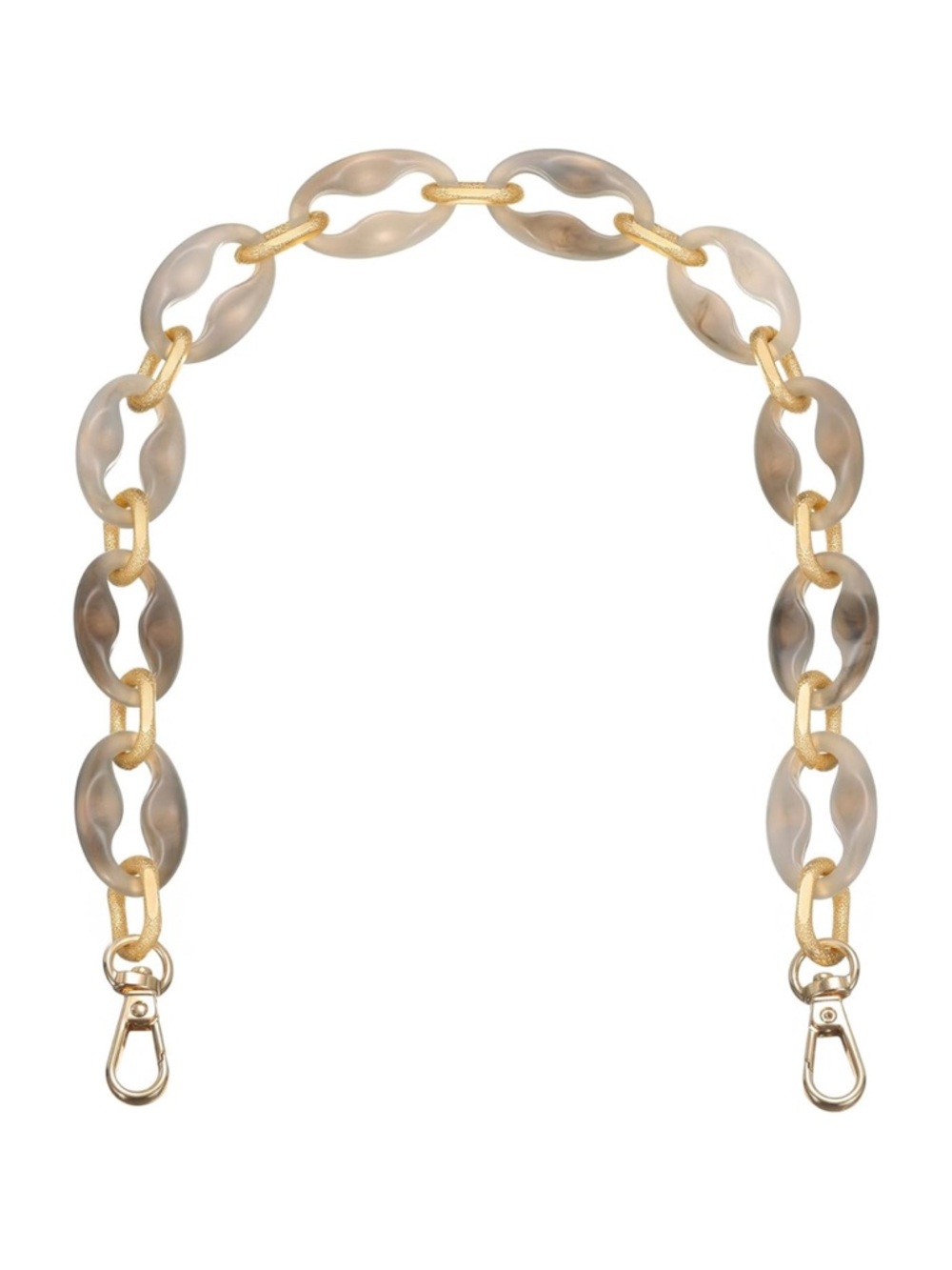 Gold-Tone Chain Strap with Gray Acrylic Links 18 in New